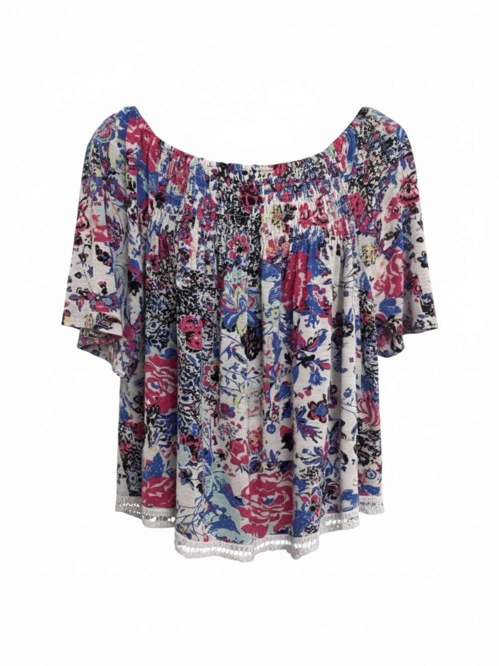 Boho Floral Off-Shoulder Women's Top in Multicolor